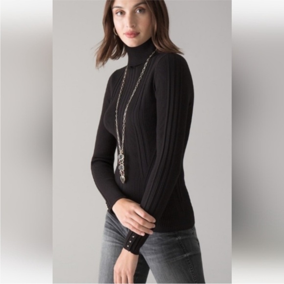 White House Black Market Sweaters - NWT White House Black Market Ribbed Black Turtleneck Sweater
